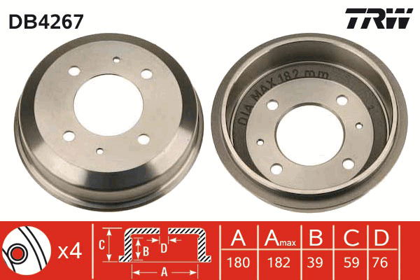 Bremstrommel Hinterachse TRW DB4267 von TRW