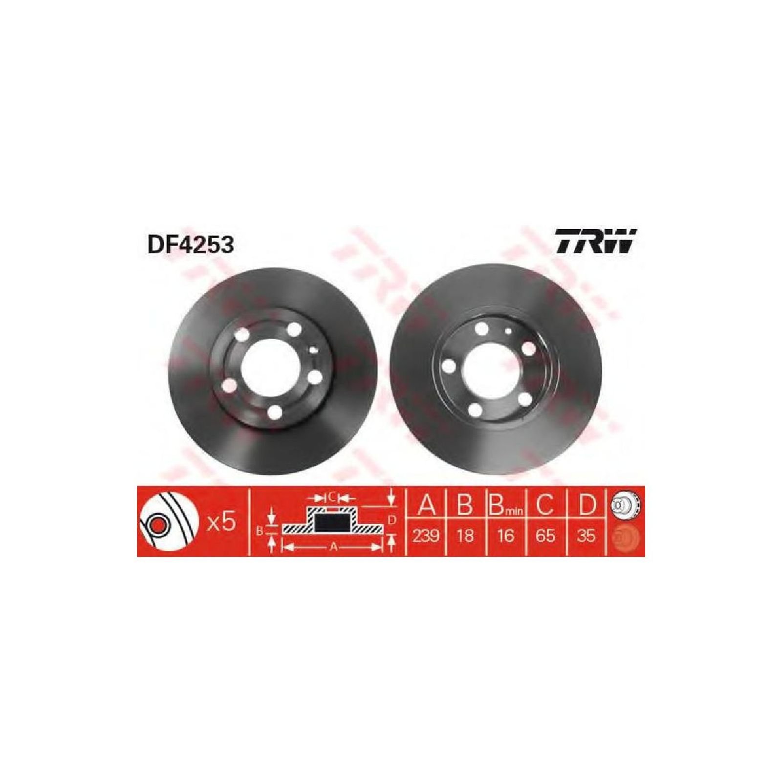 TRW Brake Disc (Pair) - DF4253 von TRW