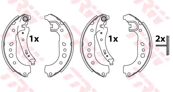 TRW Bremsbacken SMART GS8862 4534230200,A4534230200 Trommelbremsbacken,Bremsbackensatz von TRW