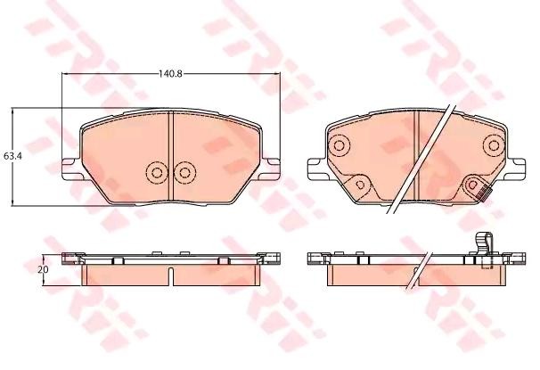 TRW Bremsbelagsatz FIAT,JEEP GDB3629 77367214,77367936,77368577 von TRW