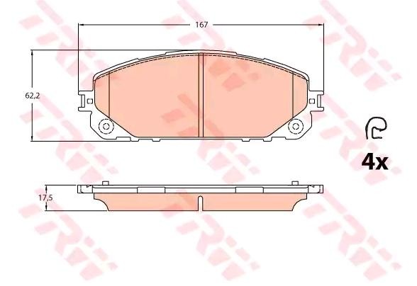 TRW Bremsbelagsatz JEEP GDB2094 68212327AA,68212327AB,68212327AC von TRW