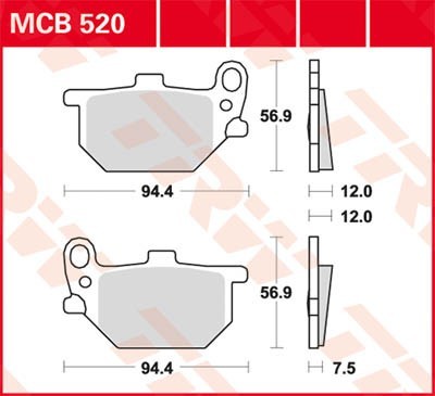 TRW Bremsbelagsatz MCB520 Bremsbeläge,Bremsklötze,Bremssteine,Bremsbeläge & Bremsbelagsatz,Bremsklötze & Bremsbelagsatz von TRW