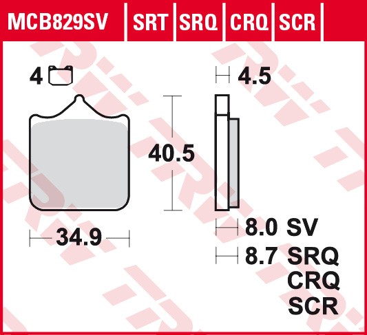 TRW Bremsbelagsatz MCB829SCR Bremsbeläge,Bremsklötze,Bremssteine,Bremsbeläge & Bremsbelagsatz,Bremsklötze & Bremsbelagsatz von TRW