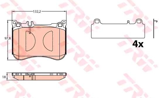 TRW Bremsbelagsatz MERCEDES-BENZ GDB2144 0084203320,84200220,A0084203320 0064205020,A0064205020,A0064208820,A0074203320,A0084200920,A0004203305 von TRW