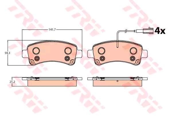 TRW Bremsbelagsatz OPEL,FIAT,PEUGEOT GDB2106 1612434080,68230095AA,77367094 von TRW