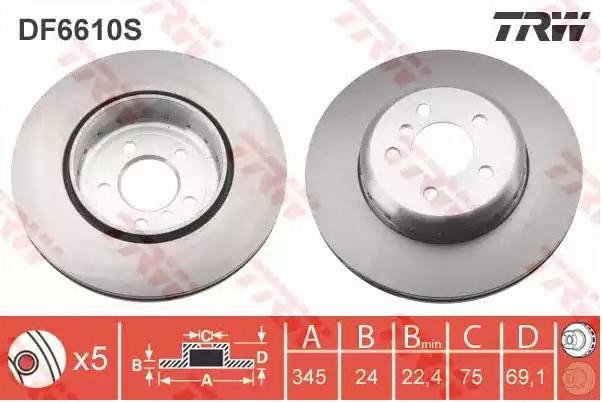 TRW Bremsscheibe BMW DF6610S 6894381,34206894381,34216775289 Bremsscheiben,Scheibenbremsen 6775289 von TRW