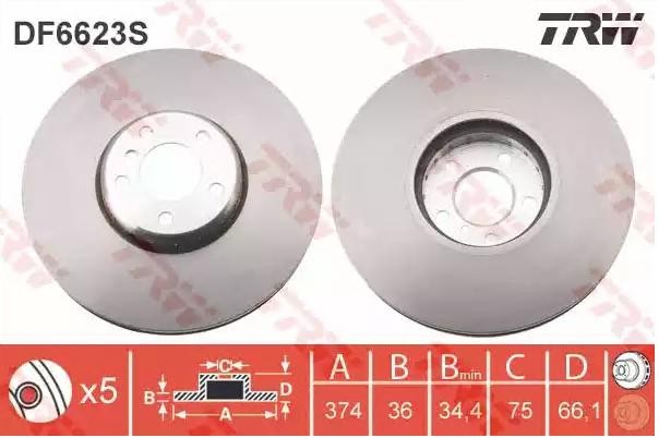 TRW Bremsscheibe BMW DF6623S 34116789544,6789544 Bremsscheiben,Scheibenbremsen von TRW