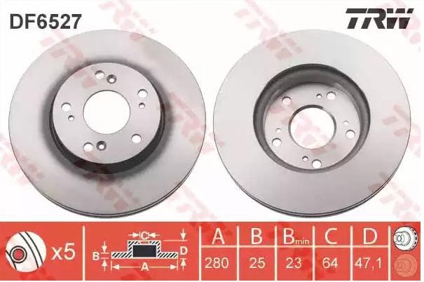 TRW Bremsscheibe HONDA DF6527 45251TV0E00,45251TV0E01 Bremsscheiben,Scheibenbremsen von TRW