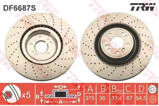 TRW Bremsscheibe MERCEDES-BENZ DF6687S A1664211600,1664210912,1664211600 Bremsscheiben,Scheibenbremsen A1664210912 von TRW