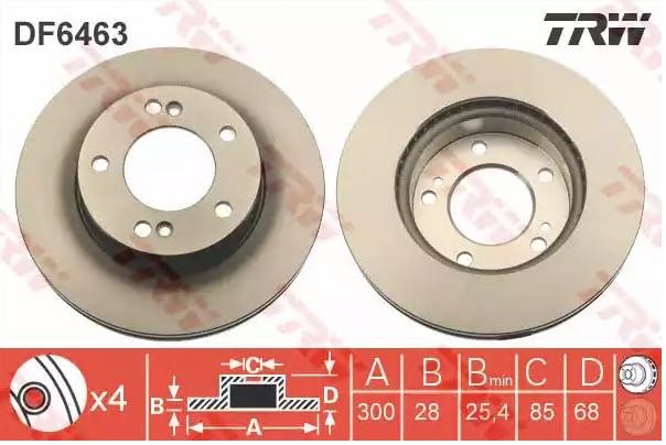 TRW Bremsscheibe SSANGYONG DF6463 4144121000,4144121001,4144121002 Bremsscheiben,Scheibenbremsen von TRW