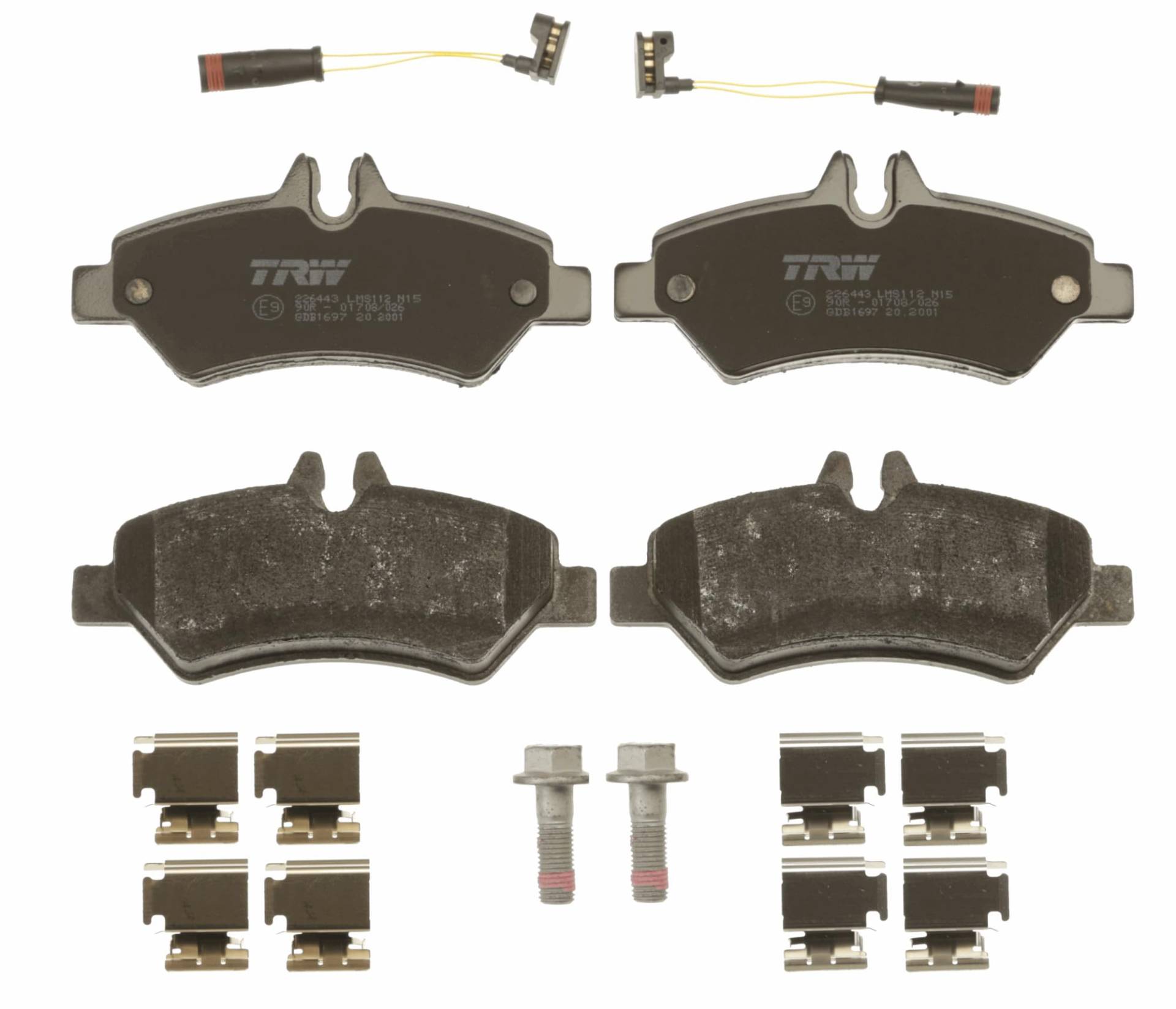 TRW GDB1697 Bremsbelagsatz 4-Teilig für Mercedes-Benz Sprinter 3,5-T Kasten (B906) 2006-2020 Hinterachse und Andere Fahrzeuge von TRW