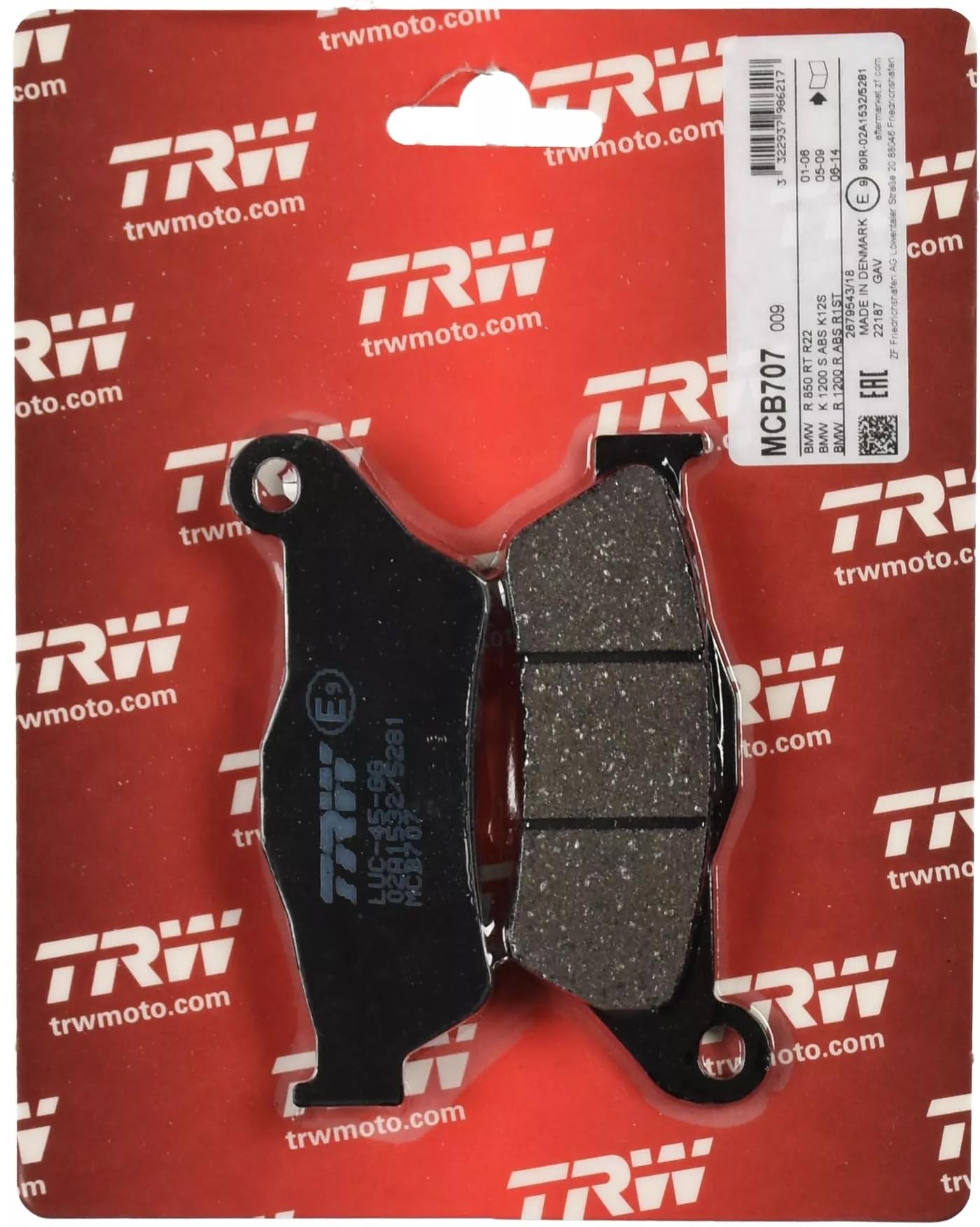 TRW MCB707 Bremsbelagsatz, Scheibenbremse von TRW