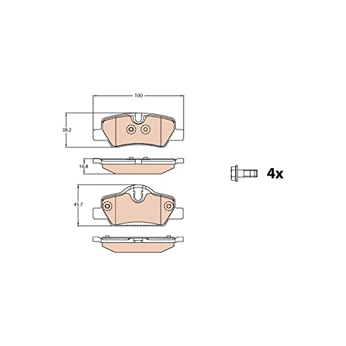 TRW gdb2088 Bremsbelag, Satz von 4 von TRW