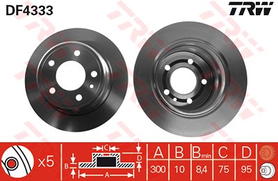 Trw 1x Bremsscheibe [Hersteller-Nr. DF4333] für BMW von TRW