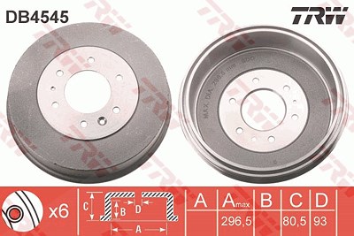 Trw 1x Bremstrommel [Hersteller-Nr. DB4545] für Ford, Mazda von TRW