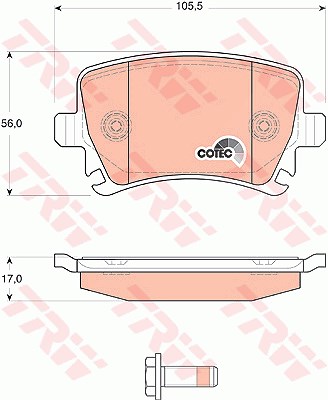 Trw Bremsbeläge hinten (Satz) [Hersteller-Nr. GDB1622] für Audi, Seat, Skoda, VW von TRW