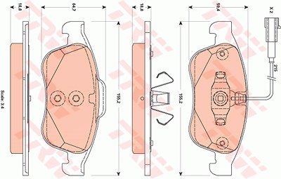 Trw Bremsbelagsatz, Scheibenbremse [Hersteller-Nr. GDB1873] für Alfa Romeo von TRW