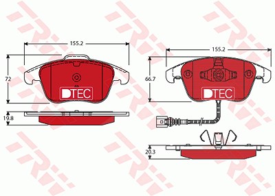 Trw Bremsbelagsatz, Scheibenbremse [Hersteller-Nr. GDB1762DTE] für Audi, Seat, VW von TRW