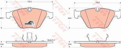 Trw Bremsbelagsatz, Scheibenbremse [Hersteller-Nr. GDB1498] für BMW von TRW