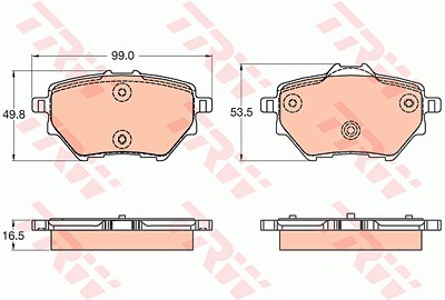 Trw Bremsbeläge hinten (Satz) [Hersteller-Nr. GDB2036] für Citroën, Opel, Peugeot, Vauxhall von TRW