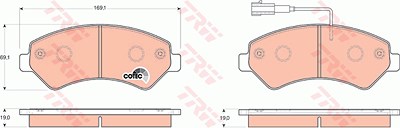 Trw Bremsbelagsatz, Scheibenbremse [Hersteller-Nr. GDB1703] für Citroën, Fiat, Peugeot von TRW