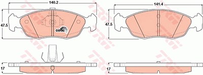 Trw Bremsbelagsatz, Scheibenbremse [Hersteller-Nr. GDB1322] für Citroën, Peugeot von TRW