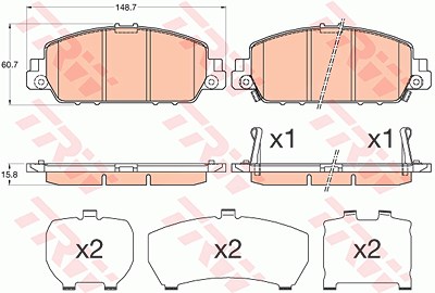 Trw Bremsbelagsatz, Scheibenbremse [Hersteller-Nr. GDB3615] für Honda von TRW