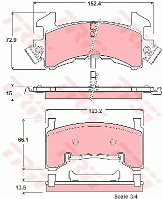 Trw Bremsbelagsatz, Scheibenbremse [Hersteller-Nr. GDB1272] für Buick, Cadillac, Chevrolet, Gmc, Pontiac von TRW