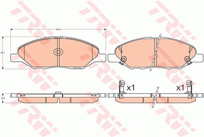 Trw Bremsbelagsatz, Scheibenbremse [Hersteller-Nr. GDB3577] für Nissan von TRW