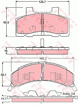 Trw Bremsbelagsatz, Scheibenbremse [Hersteller-Nr. GDB4005] für Buick, Chevrolet, Pontiac von TRW