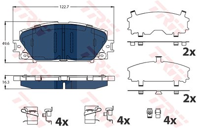 Trw Bremsbelagsatz, Scheibenbremse [Hersteller-Nr. GDB4173BTE] für Toyota von TRW