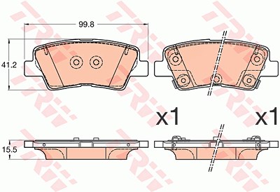 Trw Bremsbeläge hinten (Satz) [Hersteller-Nr. GDB3594] für Hyundai, Kia, Ssangyong von TRW