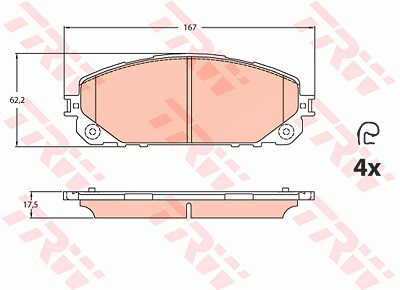 Trw Bremsbelagsatz, Scheibenbremse [Hersteller-Nr. GDB2094] für Jeep von TRW