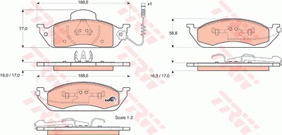 Trw Bremsbelagsatz, Scheibenbremse [Hersteller-Nr. GDB1378] für Mercedes-Benz von TRW