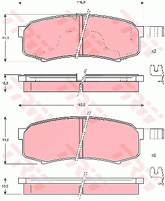 Trw Bremsbelagsatz, Scheibenbremse [Hersteller-Nr. GDB3110] für Mitsubishi, Toyota von TRW