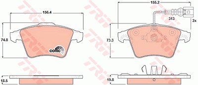 Trw Bremsbelagsatz, Scheibenbremse [Hersteller-Nr. GDB1651] für VW von TRW