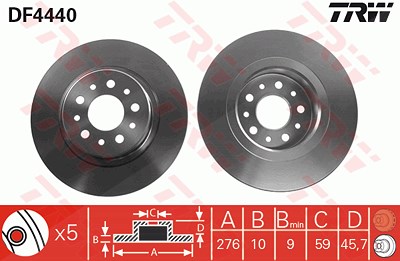 Trw Bremsscheibe [Hersteller-Nr. DF4440] für Alfa Romeo von TRW