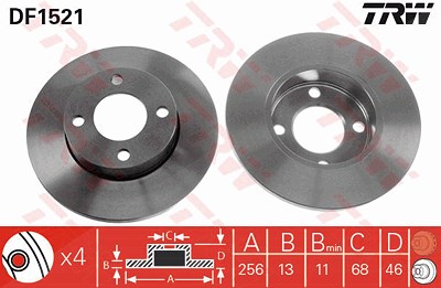 Trw Bremsscheibe [Hersteller-Nr. DF1521] für Audi von TRW