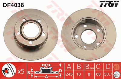 Trw Bremsscheibe [Hersteller-Nr. DF4038] für Audi von TRW