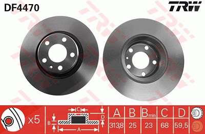 Trw Bremsscheibe [Hersteller-Nr. DF4470] für Audi von TRW