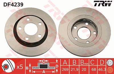 Trw Bremsscheibe [Hersteller-Nr. DF4239] für Audi von TRW