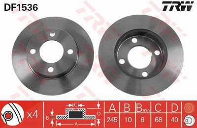 Trw Bremsscheibe [Hersteller-Nr. DF1536] für Audi von TRW