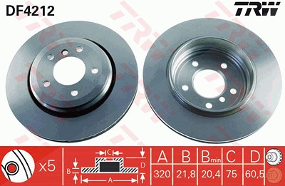 Trw Bremsscheibe [Hersteller-Nr. DF4212] für BMW von TRW