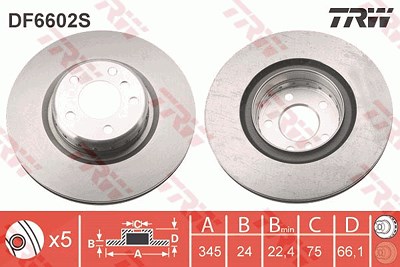 Trw 1x Bremsscheibe [Hersteller-Nr. DF6602S] für BMW von TRW