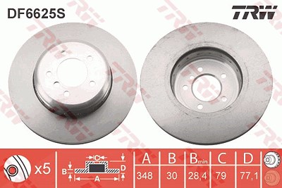 Trw 1x Bremsscheibe [Hersteller-Nr. DF6625S] für BMW von TRW