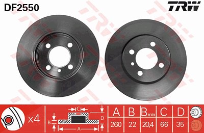 Trw Bremsscheibe [Hersteller-Nr. DF2550] für BMW von TRW