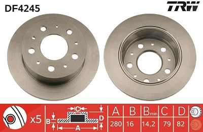 Trw Bremsscheibe [Hersteller-Nr. DF4245] für Citroën, Fiat, Peugeot von TRW