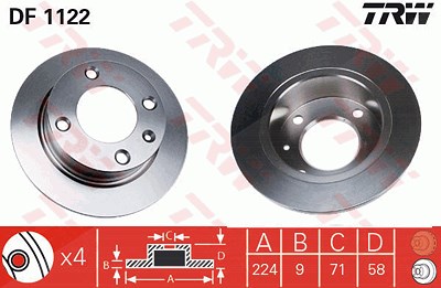 Trw Bremsscheibe [Hersteller-Nr. DF1122] für Citroën von TRW