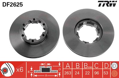 Trw Bremsscheibe [Hersteller-Nr. DF2625] für Nissan von TRW