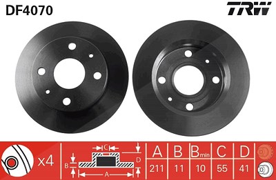 Trw Bremsscheibe [Hersteller-Nr. DF4070] für Daihatsu von TRW